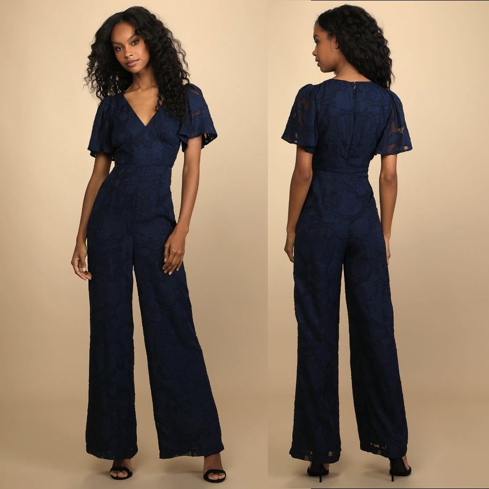 Lulus Navy Floral Jumpsuit